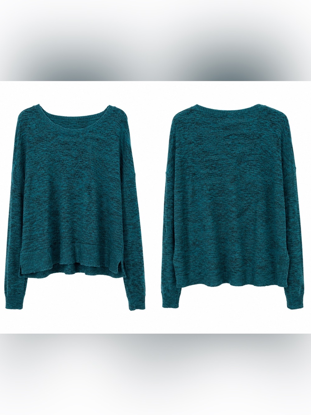 PRINCE & FOX TEAL AND BLACK SPACE DYE SWEATER